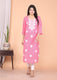 Refreshing Baby Pink Cotton Chikankari Kurti | Ethnic Embroidered Straight Fit