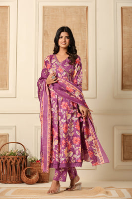 Phoolwari Hand-Embroidered Angrakha Suit Set – Indolady