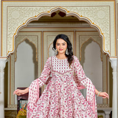 Pink Glow Elegance – Cotton Anarkali Suit Set