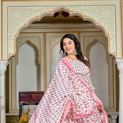 Pink Glow Elegance – Cotton Anarkali Suit Set