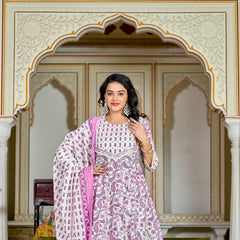Timeless Charm Purple Cotton Suit Set for All Seasons