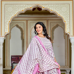Timeless Charm Purple Cotton Suit Set for All Seasons