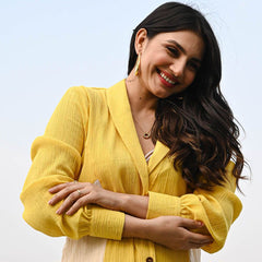 Indolady Sunbeam Dual-Tone Rayon Kurta Set – Yellow & Beige