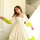 Indolady Multicolor Tiered Flared Long Dress in Premium Cotton