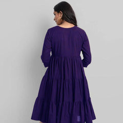 Purple Flared Tier Dress in Rayon | Indolady