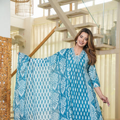 Neel Tara - Sky Blue Cotton Suit Set with Ethnic Prints