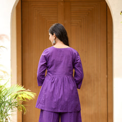 Elegant Heritage Cotton Co-ord Set –  Purple Shades