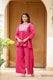 Indolady Magenta Pink Bloom Cotton Co-ord Set with Embroidery