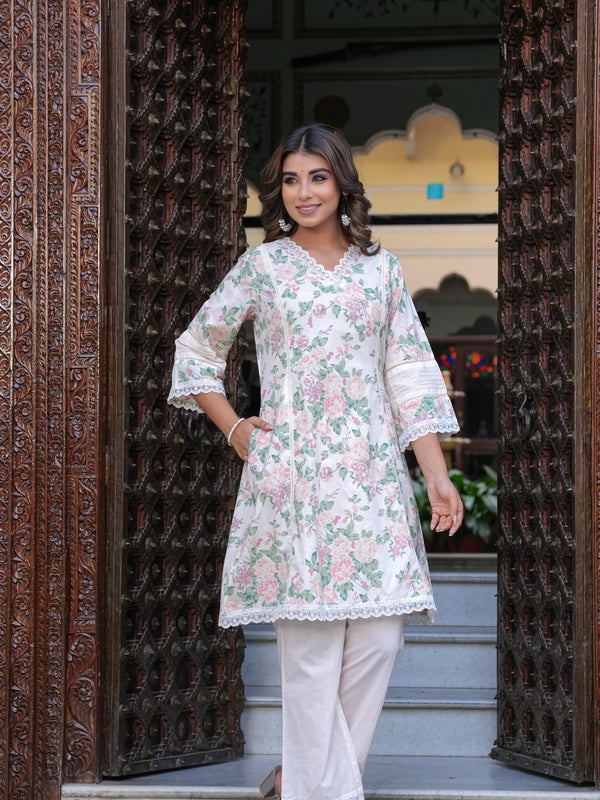Floral Breeze Green Cotton Flex Co-Ord Set – Comfort Meets Chic