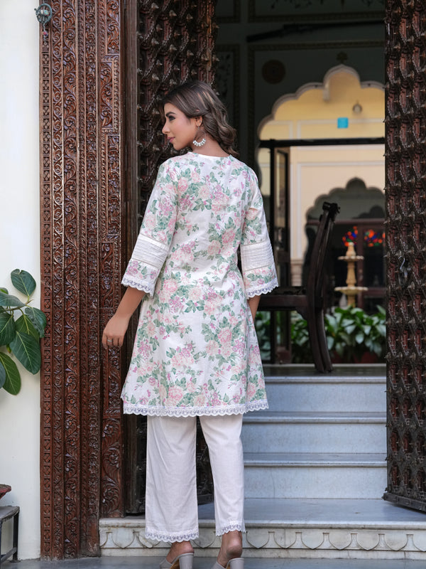 Floral Breeze Green Cotton Flex Co-Ord Set – Comfort Meets Chic