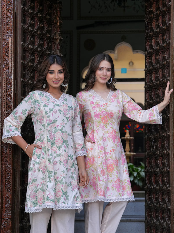 Floral Breeze Green Cotton Flex Co-Ord Set – Comfort Meets Chic