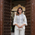Subtle Shine: Off-White Embroidered Co-Ord Set for Effortless Style