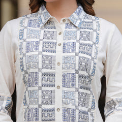 Subtle Shine: Off-White Embroidered Co-Ord Set for Effortless Style