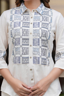 Subtle Shine: Off-White Embroidered Co-Ord Set for Effortless Style