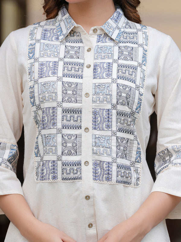 Subtle Shine: Off-White Embroidered Co-Ord Set for Effortless Style