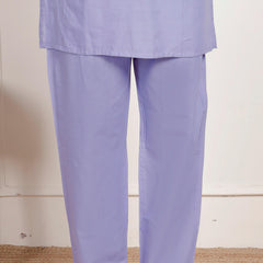 Indolady Lavender Embroidered Cotton Co-ord Set – Subtle Sophistication in Pastel