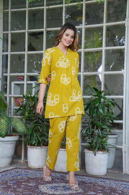 Sunlit Harmony Cotton Co-ord Set in Mustard Yellow | Feel-Good Fashion with Effortless Style