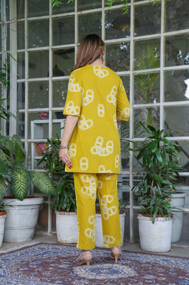 Sunlit Harmony Cotton Co-ord Set in Mustard Yellow | Feel-Good Fashion with Effortless Style