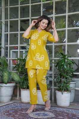 Sunlit Harmony Cotton Co-ord Set in Mustard Yellow | Feel-Good Fashion with Effortless Style
