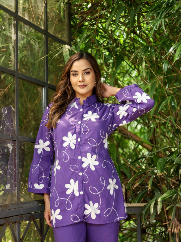 Lilac Bloom Mul Cotton Co-ord Set