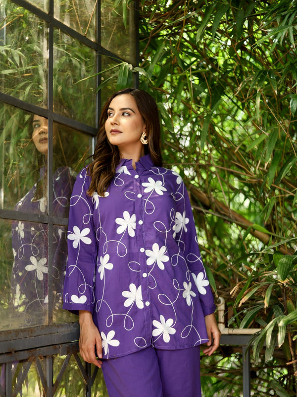 Lilac Bloom Mul Cotton Co-ord Set