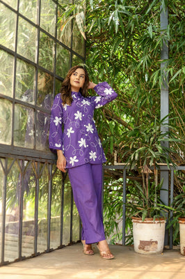 Lilac Bloom Mul Cotton Co-ord Set