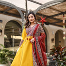 IndoLady Mustard Timeless Motif Embroidered Cotton Suit Set