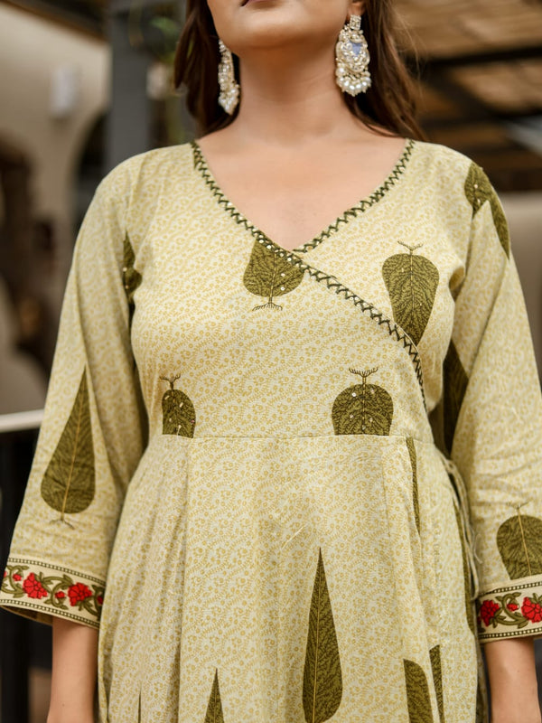 Earthy Grace: Pure Cotton Block Print Anarkali Ensemble in Rust Hue