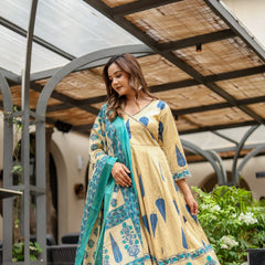 Graceful Glamour: Pure Cotton Anarkali Suit Set