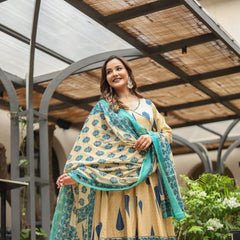 Graceful Glamour: Pure Cotton Anarkali Suit Set