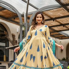 Graceful Glamour: Pure Cotton Anarkali Suit Set