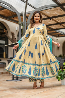 Graceful Glamour: Pure Cotton Anarkali Suit Set