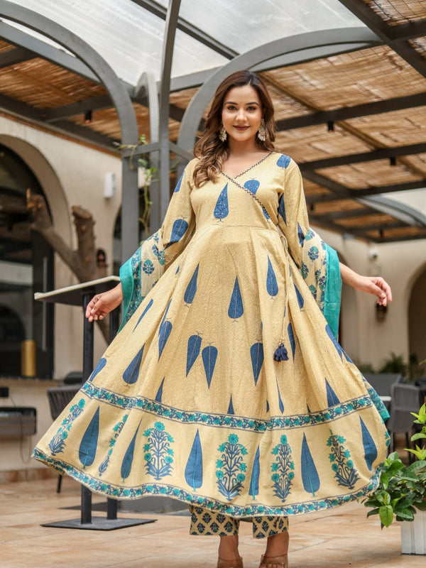 Graceful Glamour: Pure Cotton Anarkali Suit Set