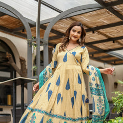 Graceful Glamour: Pure Cotton Anarkali Suit Set