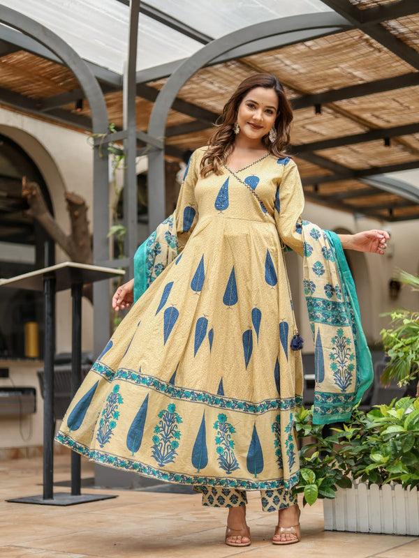 Graceful Glamour: Pure Cotton Anarkali Suit Set