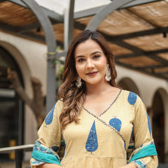 Graceful Glamour: Pure Cotton Anarkali Suit Set