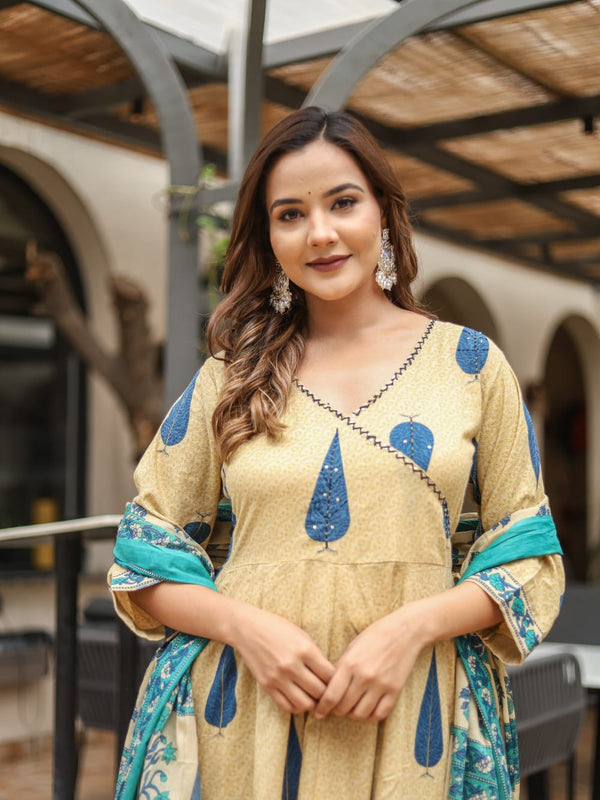 Graceful Glamour: Pure Cotton Anarkali Suit Set