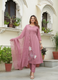 Indolady Lavender Dream Cotton Embroidered Suit Set – Elegant Mauve Magic