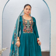Indolady “Azure Radiance” Mul Chanderi Suit