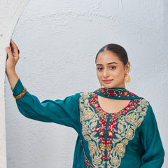 Indolady Blue Enigma Pure Mul Chanderi Suit