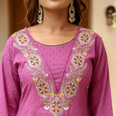 Indolady Lavender Glow A-Line Cotton Dobby Suit Set