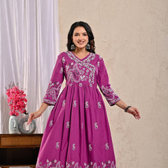 Indolady Majestic Plum Anarkali Suit Set