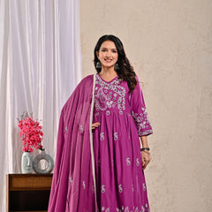 Indolady Majestic Plum Anarkali Suit Set