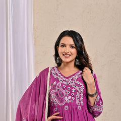 Indolady Majestic Plum Anarkali Suit Set