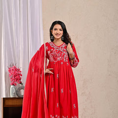 Indolady Scarlet Aura Anarkali Suit Set