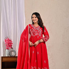 Indolady Scarlet Aura Anarkali Suit Set
