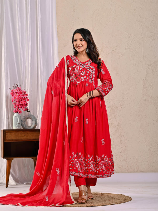 Indolady Scarlet Aura Anarkali Suit Set