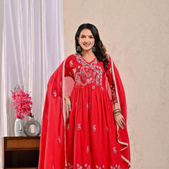 Indolady Scarlet Aura Anarkali Suit Set