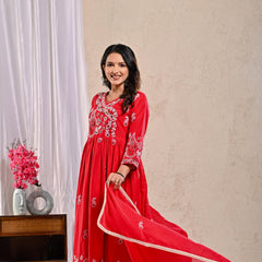 Indolady Scarlet Aura Anarkali Suit Set