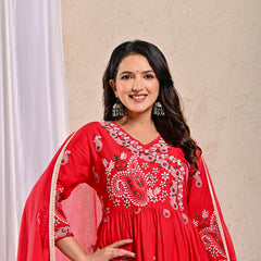 Indolady Scarlet Aura Anarkali Suit Set